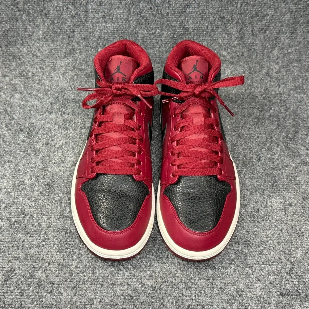 Jordan 1 Retro Mid Shoes Men's 8 Team Red Black Athletic Basketball Sneakers